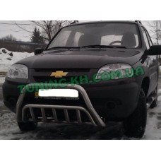 Защита переднего бампера кенгурятник на CHEVROLET NIVA 2002-2009 (F1-02)